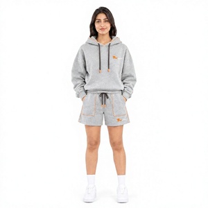 Conjunto de 2 Piezas para Mujer, Top Corto de Felpa 100% Algodón y Pantalones Cortos, Secado Rápido y Transpirable, Ropa Urbana Ecológica - Product Image 1