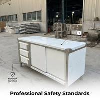Table de travail de cuisine en acier inoxydable 304 de qualité commerciale avec 3 tiroirs, armoire de rangement à porte coulissante, table de préparation pour restaurant, certifiée NSF