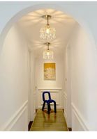 Luminaire suspendu LED en verre style Wabi-Sabi Mid-Century, lampe de couloir moderne AC pour entrée, balcon, chambre, dressing