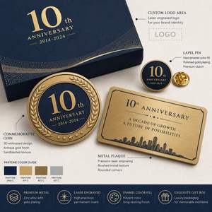 Set de Aniversario Corporativo con Logotipo Personalizado, que Incluye Moneda Conmemorativa, Pin de Solapa, Placa de Metal y Caja de Regalo Premium - Product Image 4