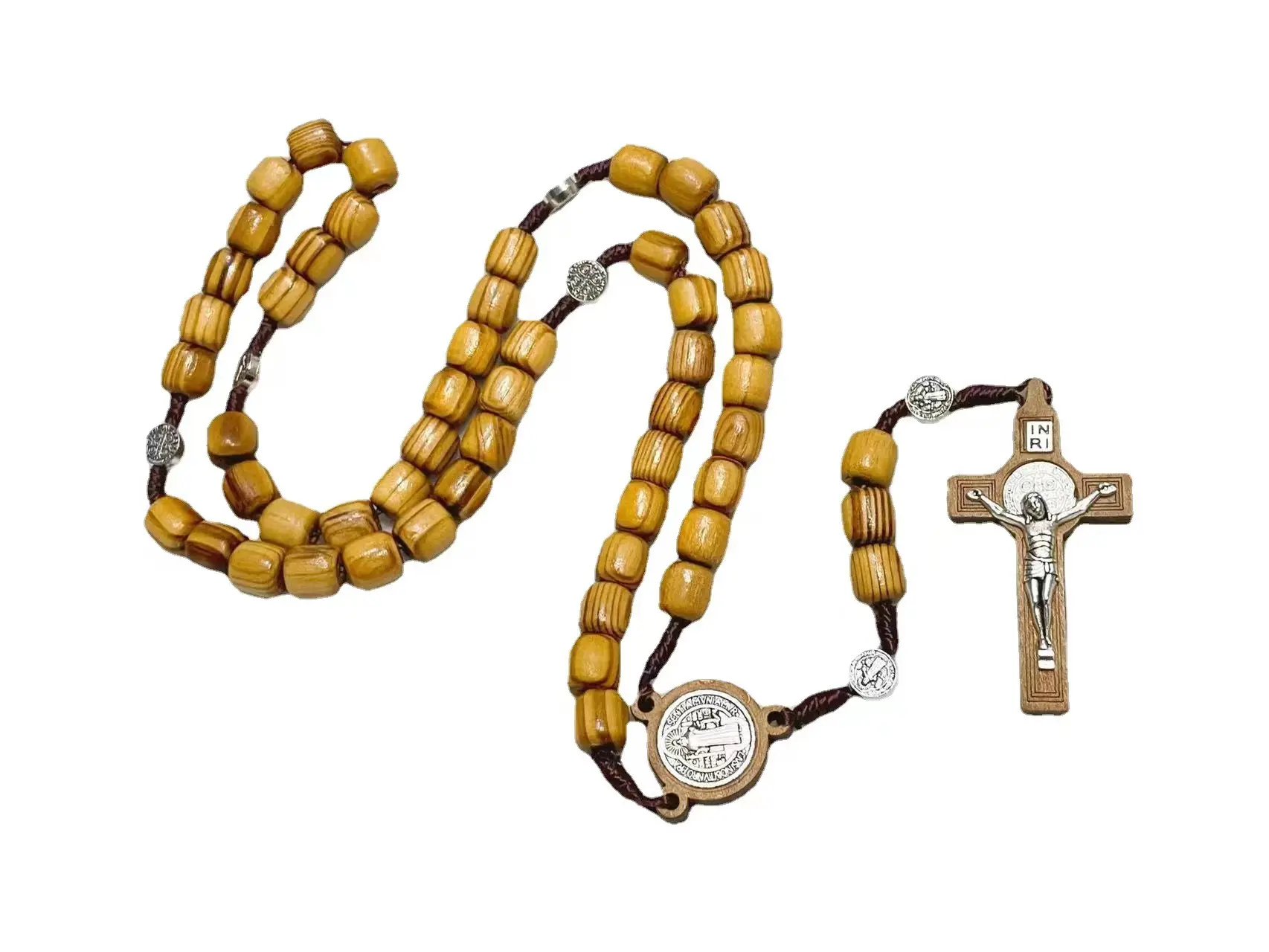 Katholischer Rosenkranz Katholizismus Geschenk Gebet 10mm Perlen Holzkreuz Halskette Perlen Orthodoxe Holz perlen Religiöser Schmuck