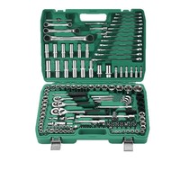 Kit d'outils à main pour mécaniciens en acier au carbone noir traité thermiquement, 151 pièces, avec embouts de 1/4, 3/8 et 1/2 pouce, pour usage en garage - Vente en gros