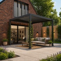Pergola bioclimatique moderne et écologique pour jardin extérieur, gazebo imperméable pour terrasse et patio, protection solaire.