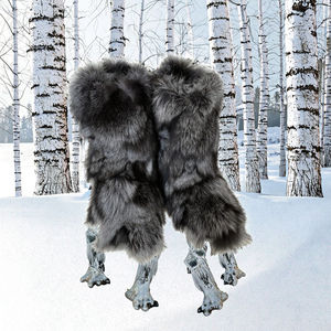 Mid Calf Fluffy Luxury Real Fox <b>Fur</b> Snow <b>Boots</b> Slip-On Comfort Rubber Insole <b>for</b> <b>Women</b> - Product Image 3