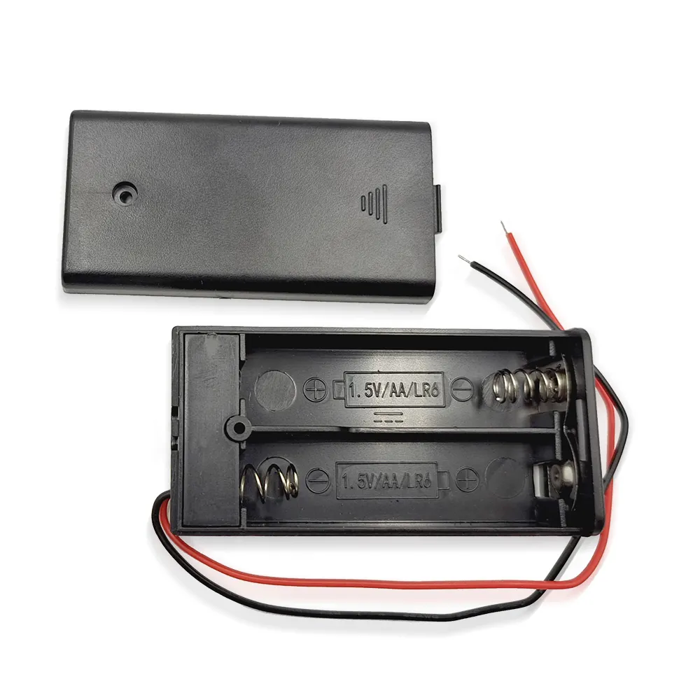 Vente en ligne lr6 taille AA AM3 1.5v batterie 2 fentes antichoc boîtier étanche Agent d'achat 2aa boîtier de batterie avec interrupteur