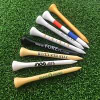 Accessoires de Golf imprimés en vrac bon marché en bois noir court Logo personnalisé en bois bambou couleurs Pegs de Golf Tees de Golf