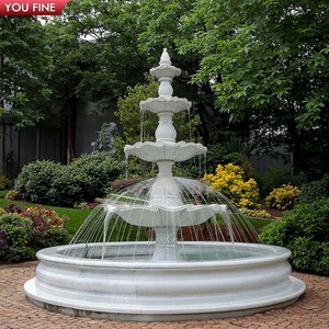 YOUFINE Fuente de Cuatro Niveles de Mármol Blanco Tallada a Mano Personalizada para Entrada Circular de <span class=keywords><strong>Gran</strong></span> Propiedad - Product Image 5