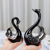 Cygnes Couples Mariage Valentine Cadeau Moderne Nordique Esthétique Chambre Décor Ornements En Céramique Cygne Noir pour Décoration De Table
