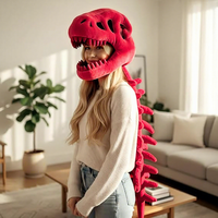 Casque en peluche tête de dinosaure, chapeau de style identique, poupée squelette à habiller, cadeau d'anniversaire amusant pour enfants