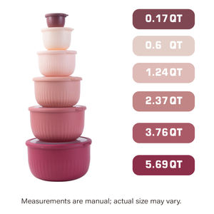 Conjunto de 12 Tigelas de Mistura Vermelhas, Tigelas Plásticas Empilháveis com Bico para Facilitar o Despejo, Essenciais para Cozinha e Confeitaria - Product Image 2