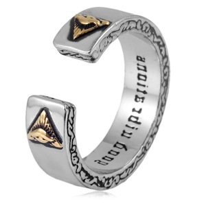 yunnique Men's Pyramid Open <b>Ring</b> Steel Color Geometric Design Gift Jewelry - Product Image 1