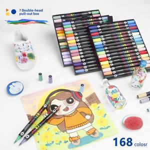 Juego de marcadores acrílicos de 168 colores, cabeza suave, doble cabeza, bolígrafo de pintura DIY, marcador de pizarra blanca para estudiantes, uso de dibujo de grafiti artístico - Product Image 4
