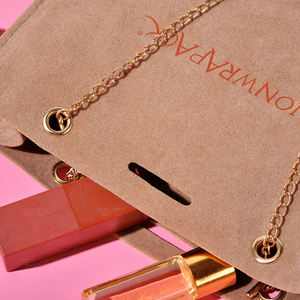 Lionwrapack yeni lüks tasarım özel logo baskılı küçük zarf flap süet takı çanta kadife torbalar ile yay-düğüm - Product Image 5