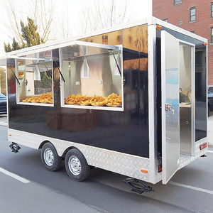 USA Standard Mobile Fast Food Cart Bar Trailers Square Food <b>Truck</b> with Full Kitchen - Product Image 2