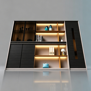 خزانة ملفات خشبية فاخرة من KMJ بتصميم أنيق مع إضاءة للاستخدام في المكتب والمنزل - Product Image 6