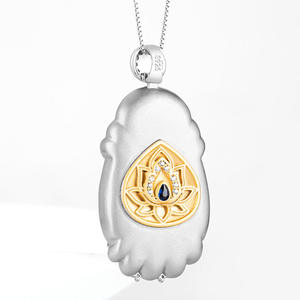 Colgante de Jade Natural de Myanmar, el Dios de la Riqueza, con Incrustaciones de Plata S925, Accesorio de Moda para Mujer, con Certificado de Tasación D135 - Product Image 3