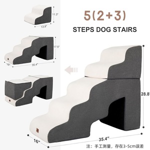 Foldable Pet Ladder 5 <b>Step</b> <b>Dog</b> <b>Step</b> Grey Anti Slip Indoor Use With Tunnel - Product Image 4