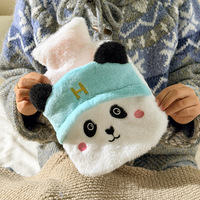 Nouvelle bouillotte mignonne en forme d'animal de dessin animé pour étudiants, en PVC écologique, en peluche, remplie d'eau, pour chaud et froid, avec eau chaude amovible