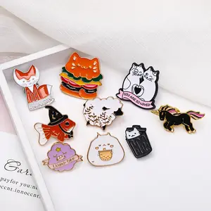 Desenhos animados Esmalte Broche Pins Gato Peixe Ovelha Cavalo Hamburgo Animal Broches Lapela Pins Badge Fashion Jewelry Gift Will e Sandy