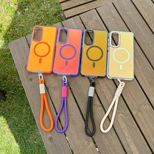 Funda Magnética con Correa para Muñeca para <span class=keywords><strong>Samsung</strong></span> <span class=keywords><strong>Galaxy</strong></span> A05S A15 A25 A35 A55 A14 A24 A34 A54 <span class=keywords><strong>A13</strong></span> A53, Carga Inalámbrica, Cambio de Color - Product Image 1