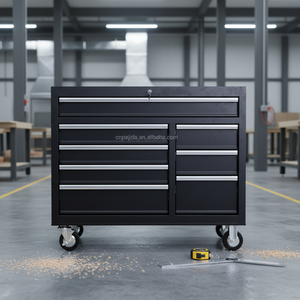 Chariot à outils en métal noir <span class=keywords><strong>pas</strong></span> <span class=keywords><strong>cher</strong></span>, chariot à outils industriel à roulettes avec 8 tiroirs, chariot à outils mobile industriel - Product Image 1