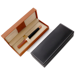 Stylo roller en métal de luxe personnalisé stylo gel exécutif avec encre bleue boîte à stylo en cuir PU pour cadeau - Product Image 1