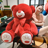 Ours en peluche géant très vendu, ours en peluche rouge avec un grand nœud, poupée câline, cadeau d'anniversaire pour enfants, type cochon
