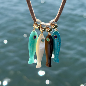 Ciondoli di Lusso in Pietra Naturale a Forma di Pesce, Placcati in Oro 14K, Charm di Animali Marini in Rame per Creazione di Gioielli Boutique - Product Image 1
