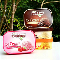 Gobelet à glace en papier kraft biodégradable jetable avec logo personnalisé, gobelet à yogourt glacé, gobelet à gelato à paroi simple avec couvercle