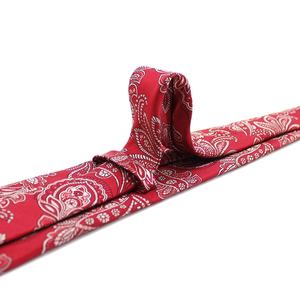 Bonne Qualité Chine En Gros À La Main De Mariage Personnalisé Cravate 100% Soie Jacquard Tissé Rouge Argent Cravates pour Hommes Paisley - Product Image 5