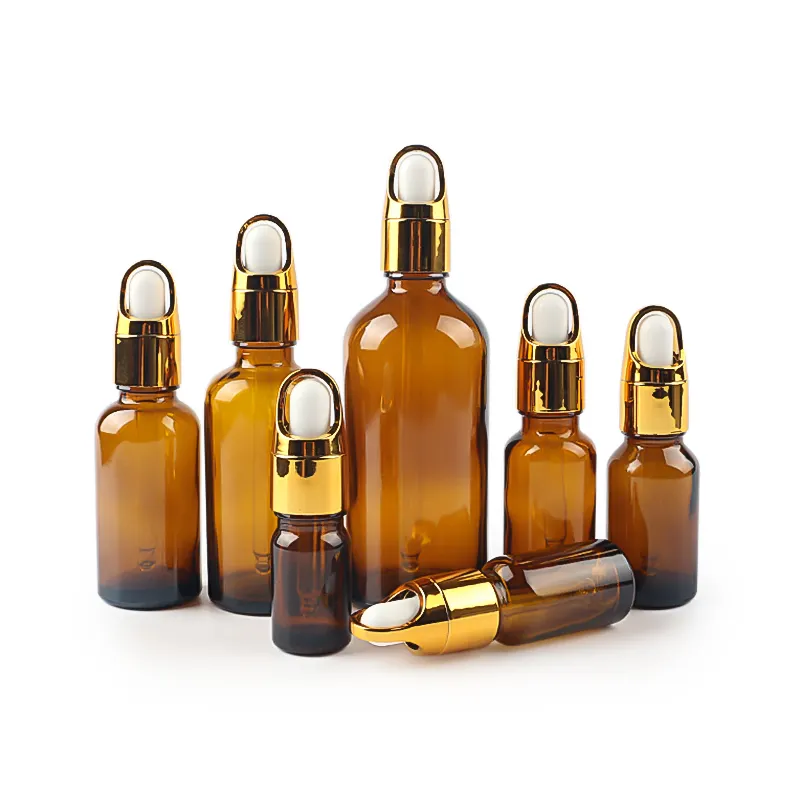 5ml 10ml 15ml 20ml 30ml 50ml 100ml Hautpflege Amber Cosmetic Glass Flasche mit ätherischem Öl und Tropfer