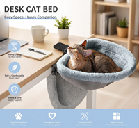 Lit pour chat moderne à fixer sur le bureau, pivotant à 360 degrés, pliable, gain de place, semi-circulaire, en peluche, pour la maison et le bureau