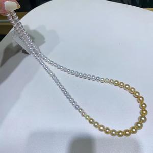 Collier de perles baroques d'eau douce naturelles de 7-8 mm avec chaîne de clavicule polyvalente de luxe, forme lumineuse intense pour un ajustement confortable - Product Image 1