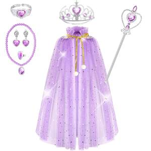 Litière fille princesse cape cadeau d'anniversaire habiller princesse Cape ensemble Sequin <span class=keywords><strong>Elsa</strong></span> cape <span class=keywords><strong>reine</strong></span> <span class=keywords><strong>des</strong></span> neiges Halloween Costume de noël - Product Image 5