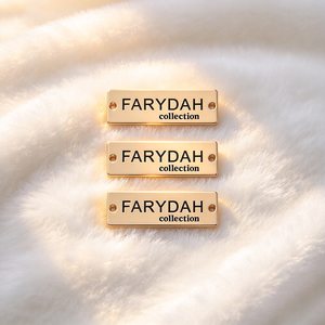 Sewable Double Holes Metal Garment Label, Custom <b>Letter</b> Gold Metal Logo Tag for Swimwear, Sweater and Fashion Clothing - Product Image 2