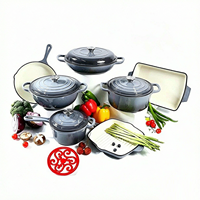 Ensemble de casseroles antiadhésives 8 pièces en fonte émaillée, compatibles induction LFGB FDA, résistantes au four, pour la cuisine