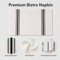 Serviettes de table en polyester 100% - Serviettes tissées blanc cassé avec rayures verticales noires - Ensembles pour hôtel, restaurant, café