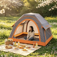 Tente de camping populaire en tissu Oxford PVC gris et orange avec fenêtre moustiquaire, tente de toit de voiture gonflable avec matelas gonflable