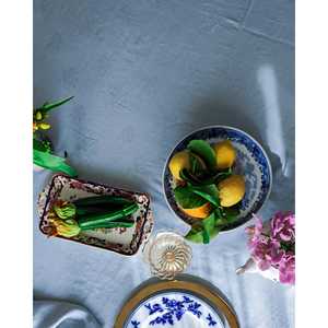 Mantel de Lino de Algodón Damasco Teñido Azul Claro con 12 Servilletas, Diseño Rectangular y Cuadrado Estampado para Hoteles y Restaurantes - Product Image 3