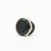 Interrupteur à bouton-poussoir momentané ultra-court noir de 12 mm avec boîtier étanche, indicateur LED et broche de soudure PCB