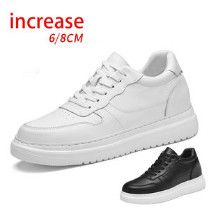 Zapatos Deportivos de Suela Suave, Otoño, Nueva Moda, Piel Vacuna, Suela Gruesa, Aumento Invisible de 8 cm, Forro de Malla Transpirable, Punta Resistente al Desgaste - Product Image 1