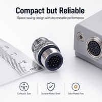 Serie M12 Conector industrial a prueba de agua de 17 núcleos Enchufe de aviación Cabeza hembra Moldeo por inyección con contacto de cobre Estándar IP67