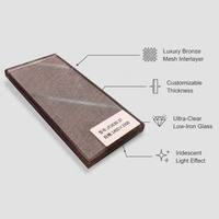 Panneau de cloison en verre feuilleté avec intercouche en maille métallique bronze, ultra-transparent, faible teneur en fer, irisé, translucide, décoratif, moderne, solide