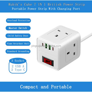 <span class=keywords><strong>Rubiks</strong></span> <span class=keywords><strong>Cube</strong></span> 7 Trong 1 Anh Power Strip Với Bảo Vệ Quá Tải, Anh 3 Cửa Hàng Với Cổng USB, Di Động Di Động Mở Rộng Dây Ổ Cắm - Product Image 4
