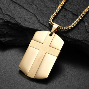 Collier avec pendentif croix militaire en acier inoxydable, bijoux unisexes, accessoire de mode - Product Image 4