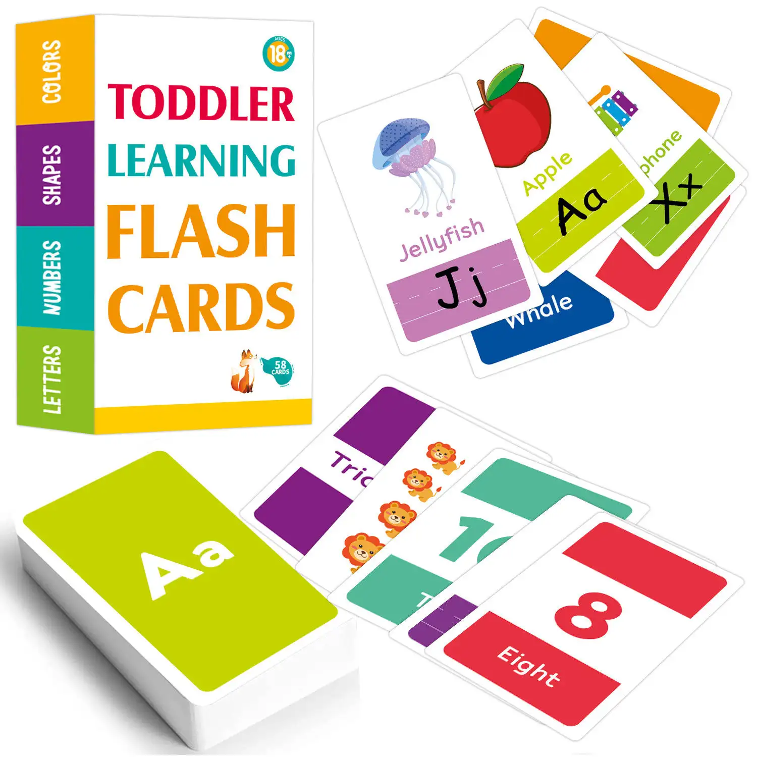 Bambini bambini bambini 2-6 anni imparano colori numero forme alfabeto animali educativi in età prescolare apprendimento schede flash