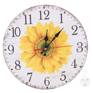 חמניות פרחים שעון דיגיטלי סלון שקט יצרני שעוני קיר ישיר