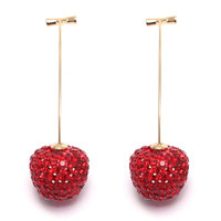 Boucles d'oreilles en diamant rouge pomme fraise cerise coréennes, boucles d'oreilles pour femmes, boucles d'oreilles à la mode fraise, boucles d'oreilles de conception tendance, vente en gros