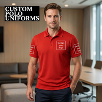 Polo personnalisé pour homme en polyester tricoté rouge uni à manches courtes, imprimé par transfert thermique, respirant, design décontracté, 2 zones restantes