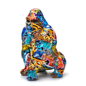 Art Design Colorful Painting Ornaments Creative Resin Animal Orangutan Crafts Figurines
